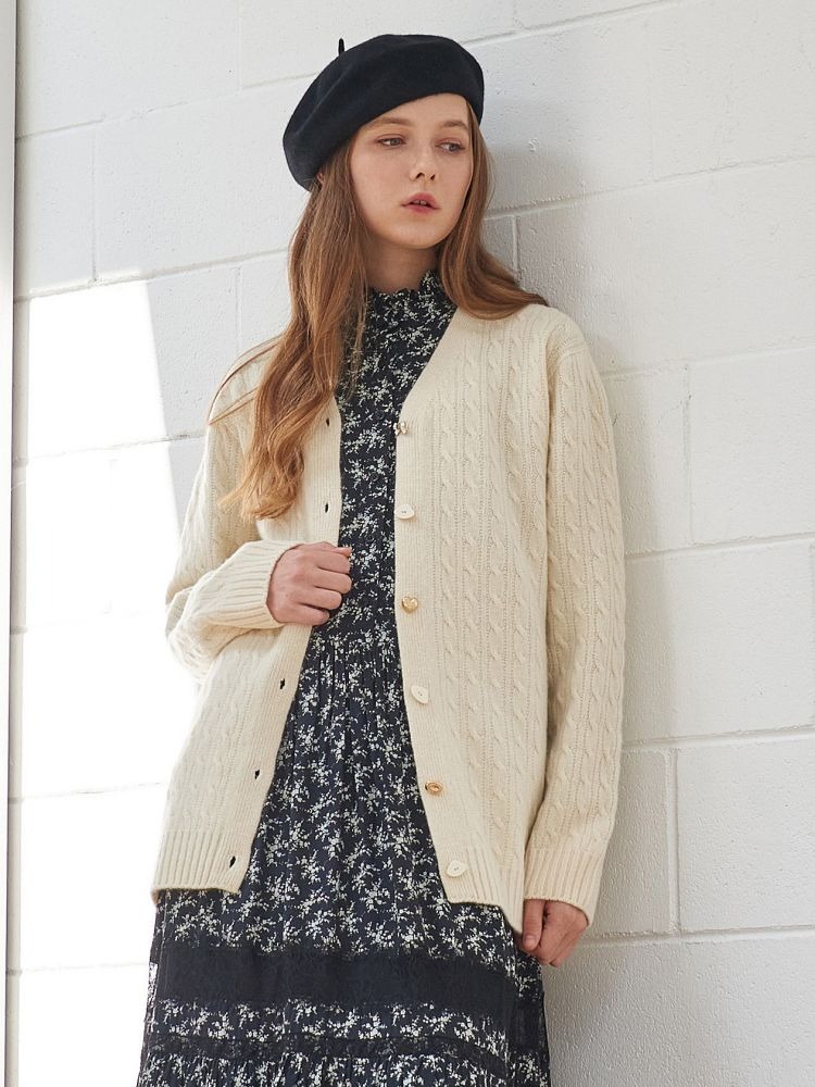 [SOLDOUT][미테]CABLE KNIT CARDIGAN_IVORY