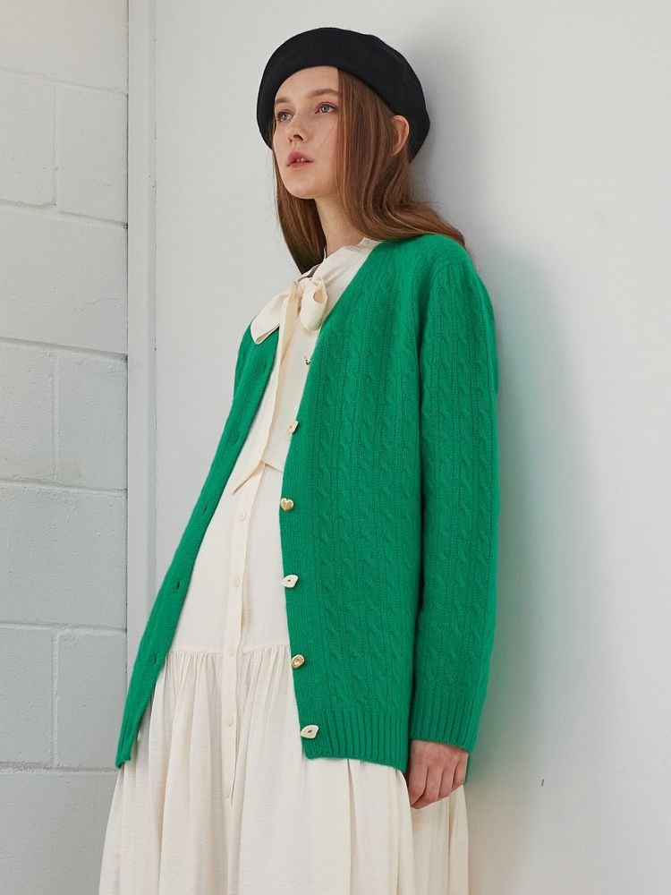 [SOLDOUT][미테]CABLE KNIT CARDIGAN_GREEN